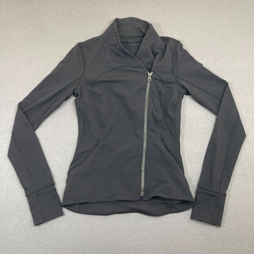 Lululemon Precision Jacket Women's Size 4 Black Asymmetrical Zipper Pockets‎